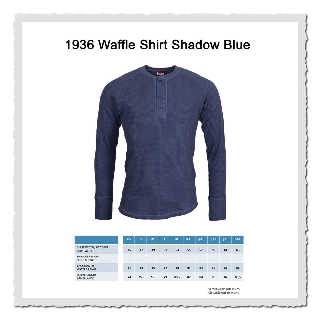 Pike Brothers Masstabelle Waffelshirt Shadow Blue Pike Brothers Masstabelle zumShadow Blue – Retro-Shirt aus Baumwollstrick